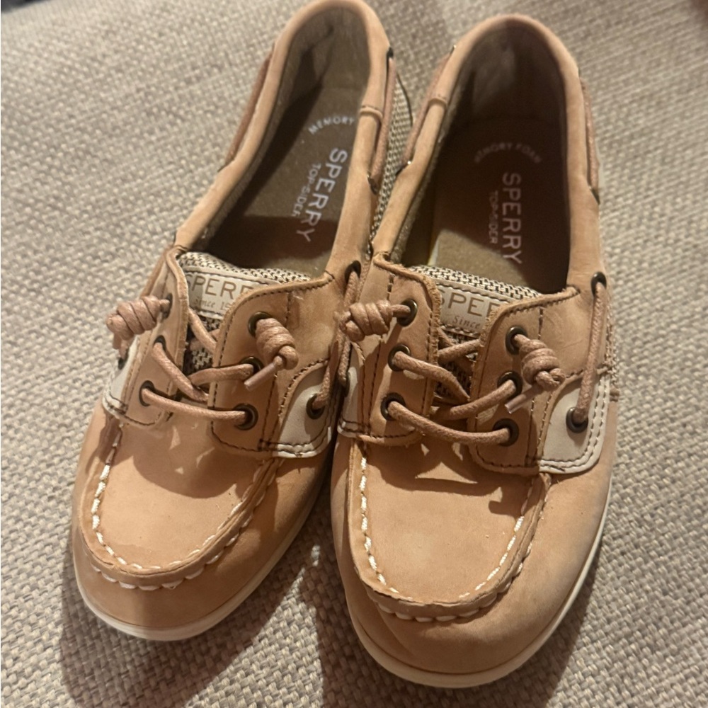 Sperry Tan and White Slip-On Sneakers